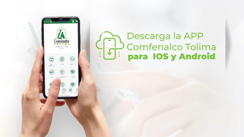 Celular mostrando aplicación APP Comfenalco Tolima